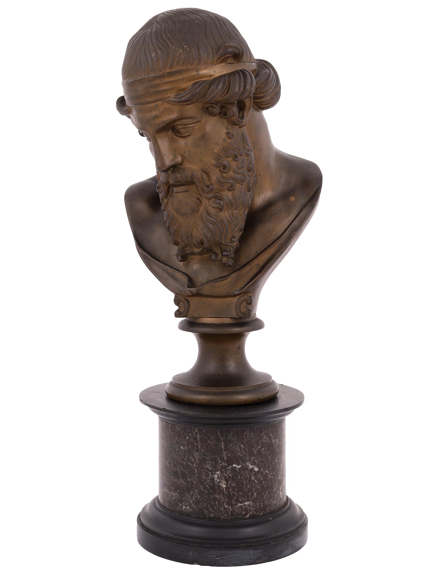 ANTIQUE BRONZE BUST OF ARISTOTLE AFTER BOSCHETTI PIC-0